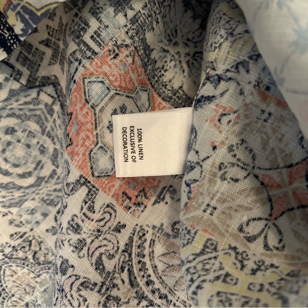 Daniel Cremieux Multicolor Patchwork 100% Linen S… - image 4